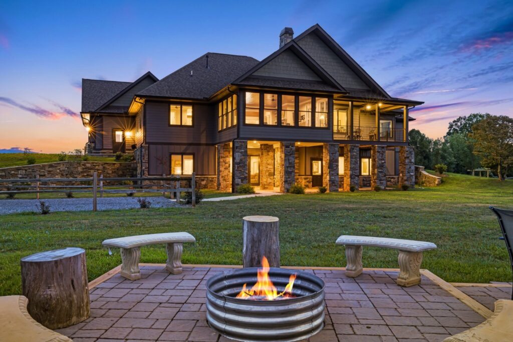 Custom Home Backyard Sunset